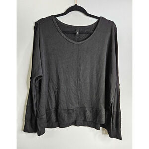 Elan Cold Shoulder Pullover Fleece Lined Long Sleeve Women's Small Black